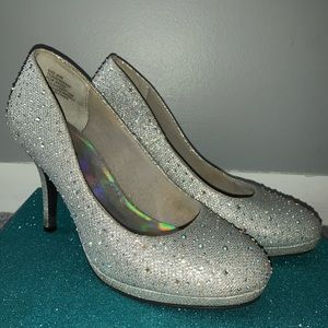 Silver sparkling heels